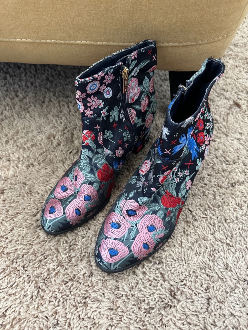 Pops of Color Floral Ankle Boots by Unisa